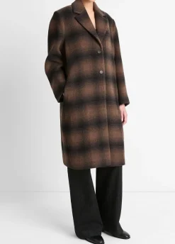 Shadow Plaid Italian Wool-Blend Car Coat