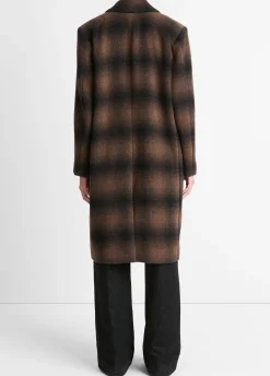 Shadow Plaid Italian Wool-Blend Car Coat