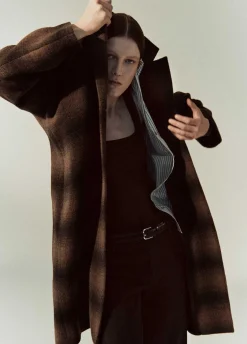 Shadow Plaid Italian Wool-Blend Car Coat