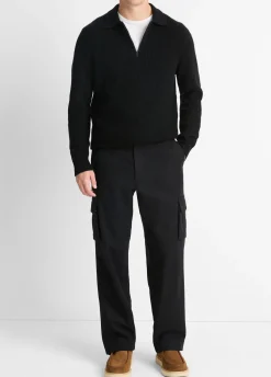 Shaker Wool-Cashmere Quarter-Zip Polo Sweater