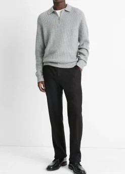 Shaker Wool-Cashmere Quarter-Zip Polo Sweater