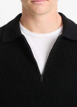 Shaker Wool-Cashmere Quarter-Zip Polo Sweater