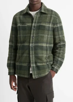 Sherpa-Lined Plaid Shirt Jacket