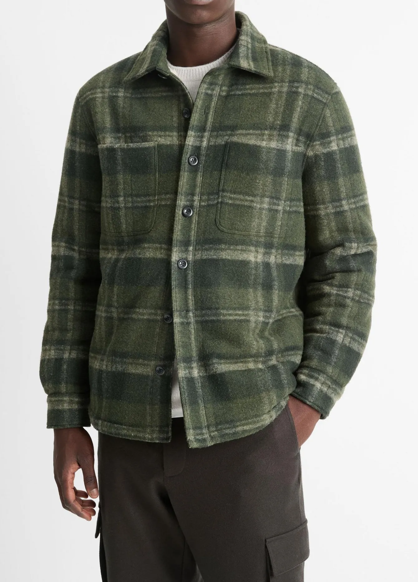 Sherpa-Lined Plaid Shirt Jacket