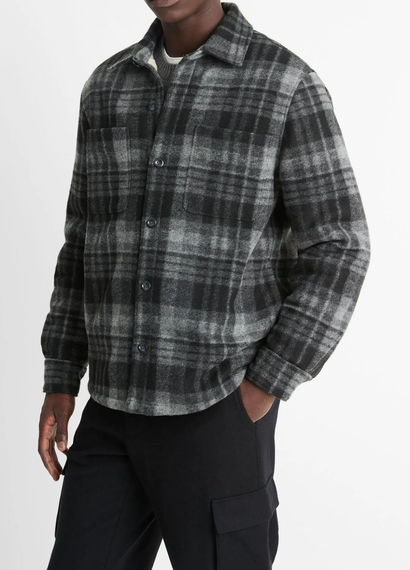 Sherpa-Lined Plaid Shirt Jacket