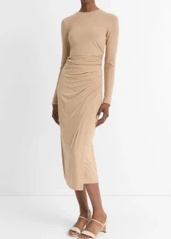Side-Drape Jersey Midi Skirt
