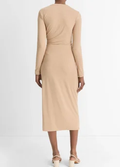 Side-Drape Jersey Midi Skirt