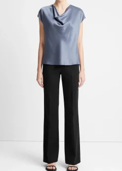 Silk Cowl-Neck Blouse