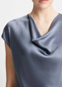 Silk Cowl-Neck Blouse
