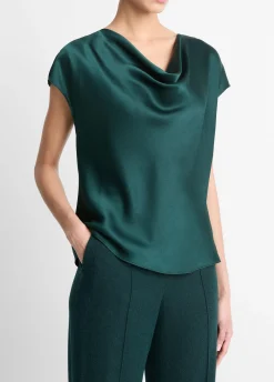 Silk Cowl-Neck Blouse