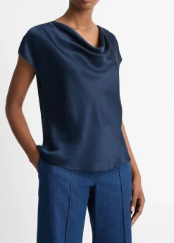 Silk Cowl-Neck Blouse