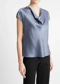 Silk Cowl-Neck Blouse