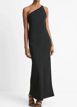 Sphere-Detail One-Shoulder Dress