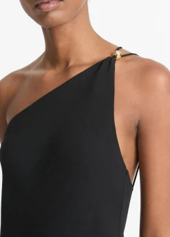 Sphere-Detail One-Shoulder Dress