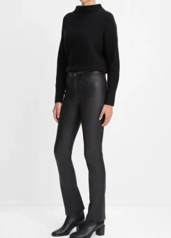 Stretch Leather Boot-Cut Pant