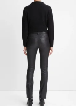 Stretch Leather Boot-Cut Pant