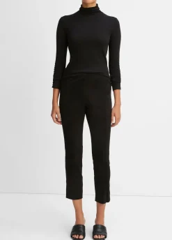 Stretch Suede Split Hem Crop Legging