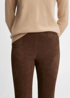 Stretch Suede Split Hem Crop Legging