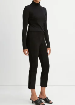 Stretch Suede Split Hem Crop Legging