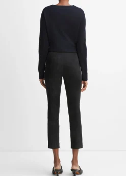 Stretch Suede Split Hem Crop Legging
