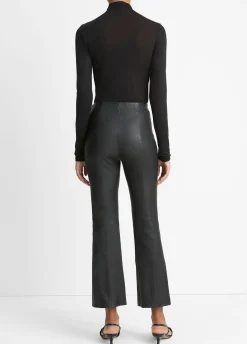 Stretch-Leather Crop Flare Pant