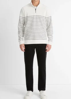 Striped Sueded Cotton Quarter-Zip Pullover