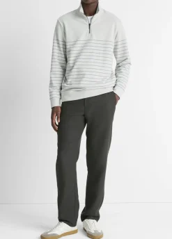 Striped Sueded Cotton Quarter-Zip Pullover