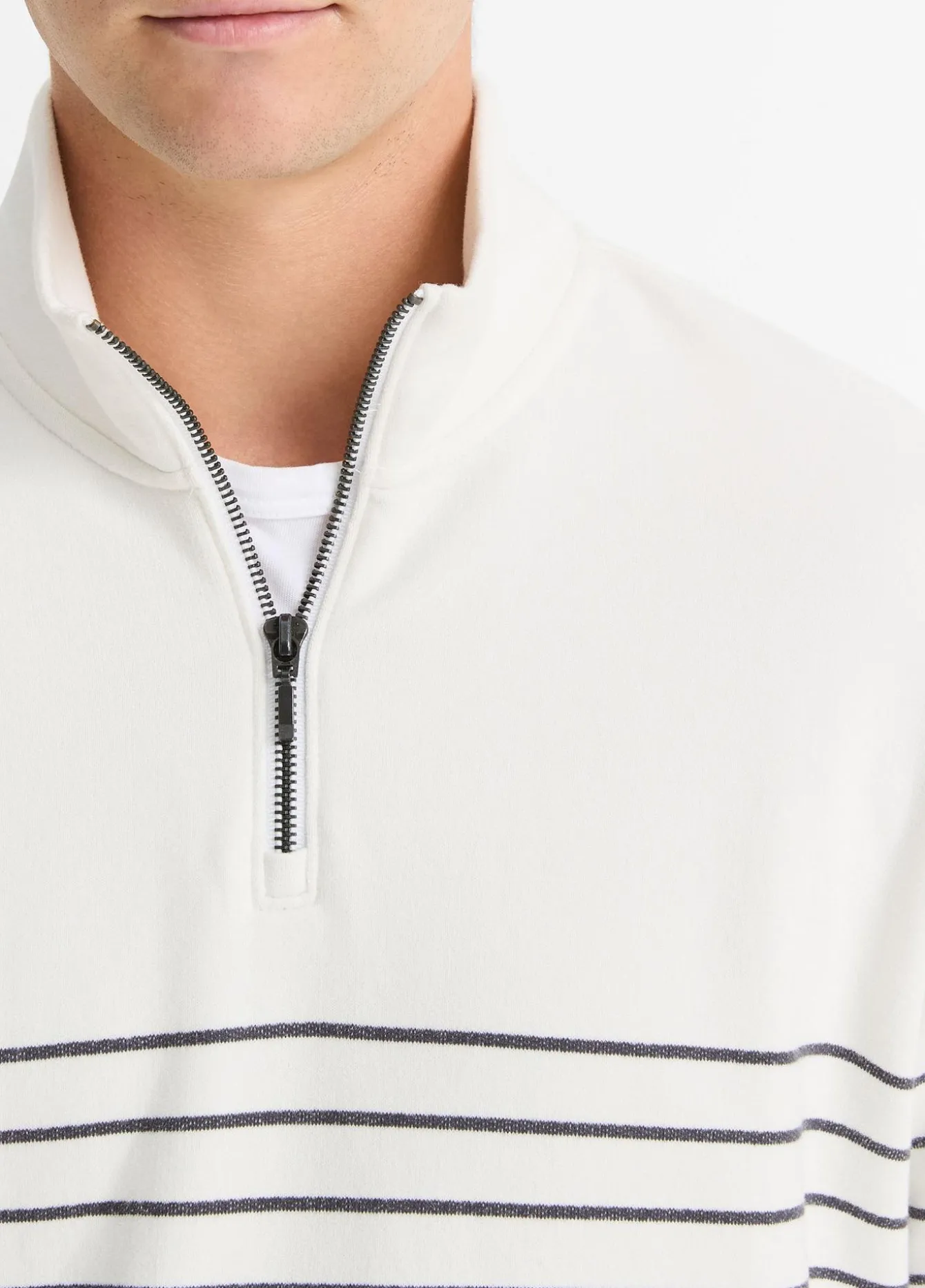 Striped Sueded Cotton Quarter-Zip Pullover