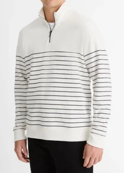 Striped Sueded Cotton Quarter-Zip Pullover