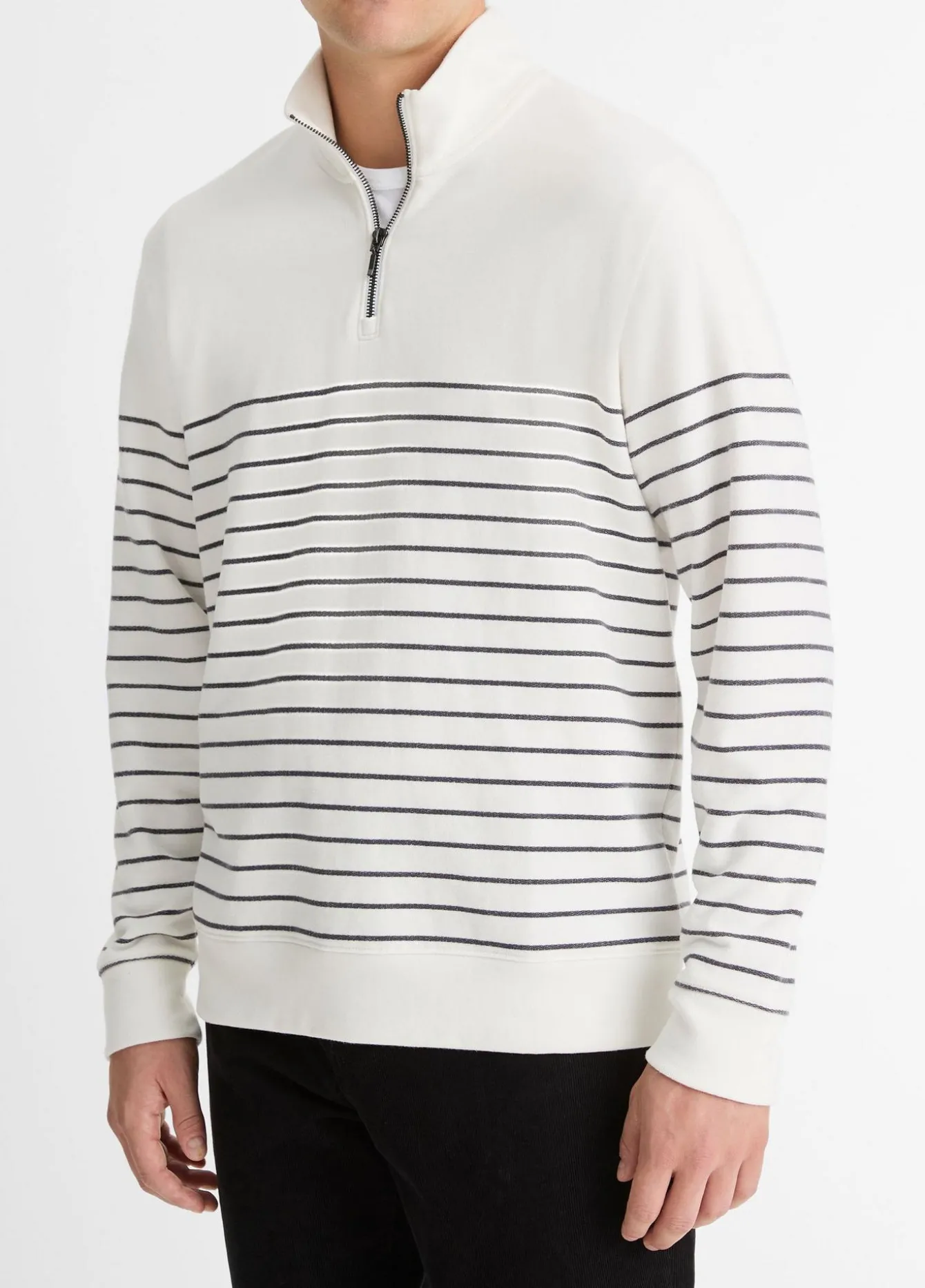 Striped Sueded Cotton Quarter-Zip Pullover