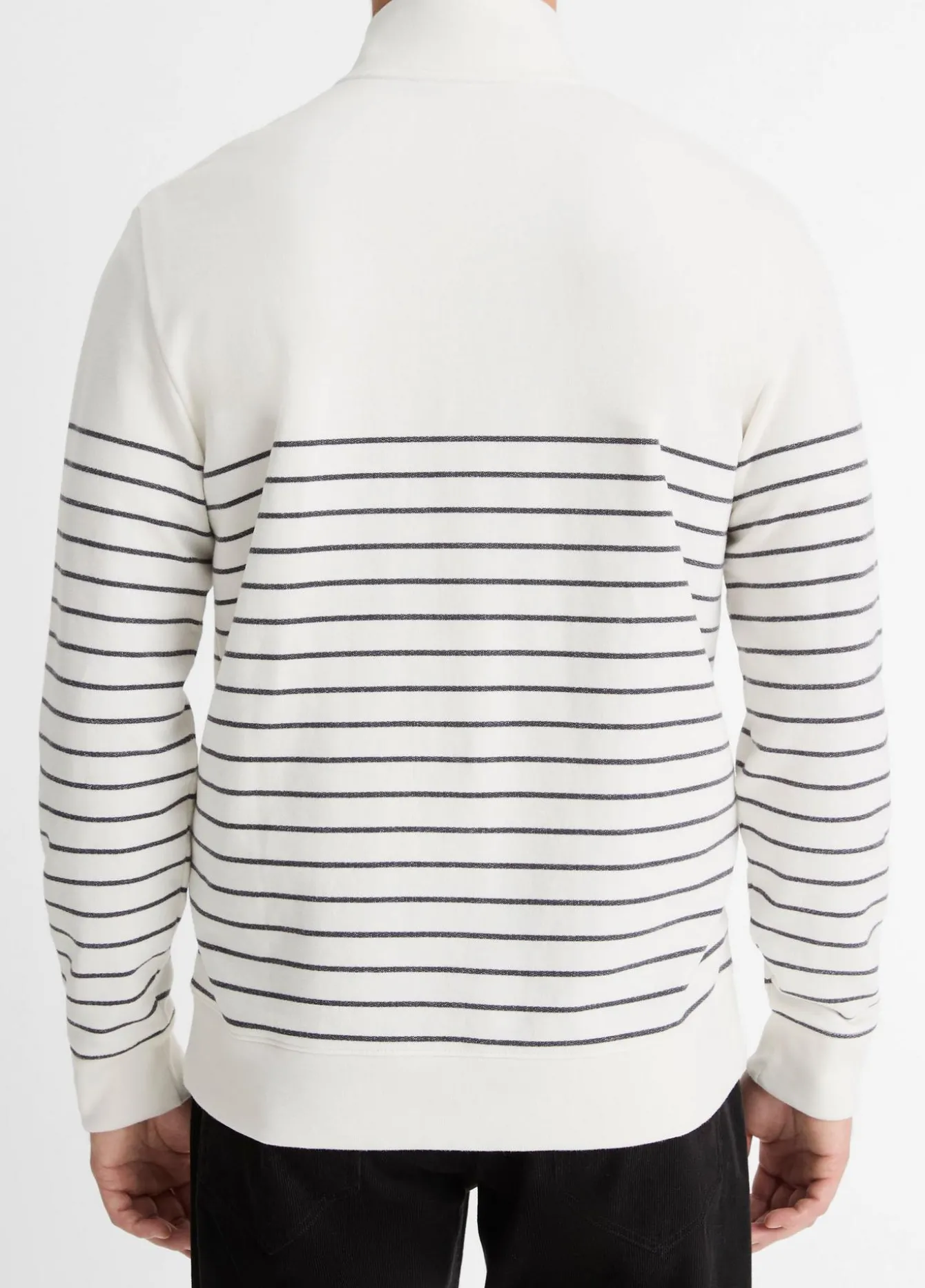 Striped Sueded Cotton Quarter-Zip Pullover