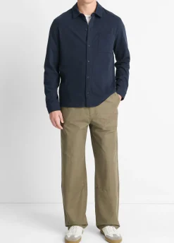 Sueded Cotton Jersey Button-Front Shirt