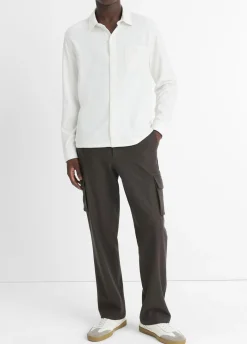 Sueded Cotton Jersey Button-Front Shirt