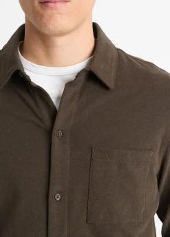Sueded Cotton Jersey Button-Front Shirt