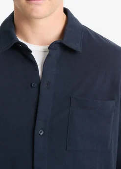 Sueded Cotton Jersey Button-Front Shirt