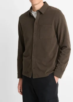 Sueded Cotton Jersey Button-Front Shirt