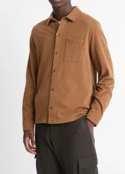 Sueded Cotton Jersey Button-Front Shirt