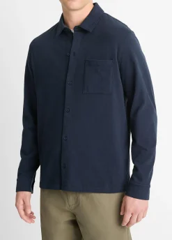 Sueded Cotton Jersey Button-Front Shirt