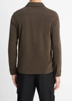 Sueded Cotton Jersey Button-Front Shirt