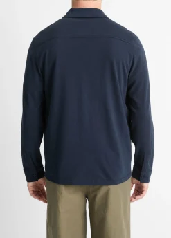 Sueded Cotton Jersey Button-Front Shirt