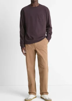 Sueded Jersey Long-Sleeve Pocket T-Shirt