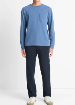 Sueded Jersey Long-Sleeve Pocket T-Shirt