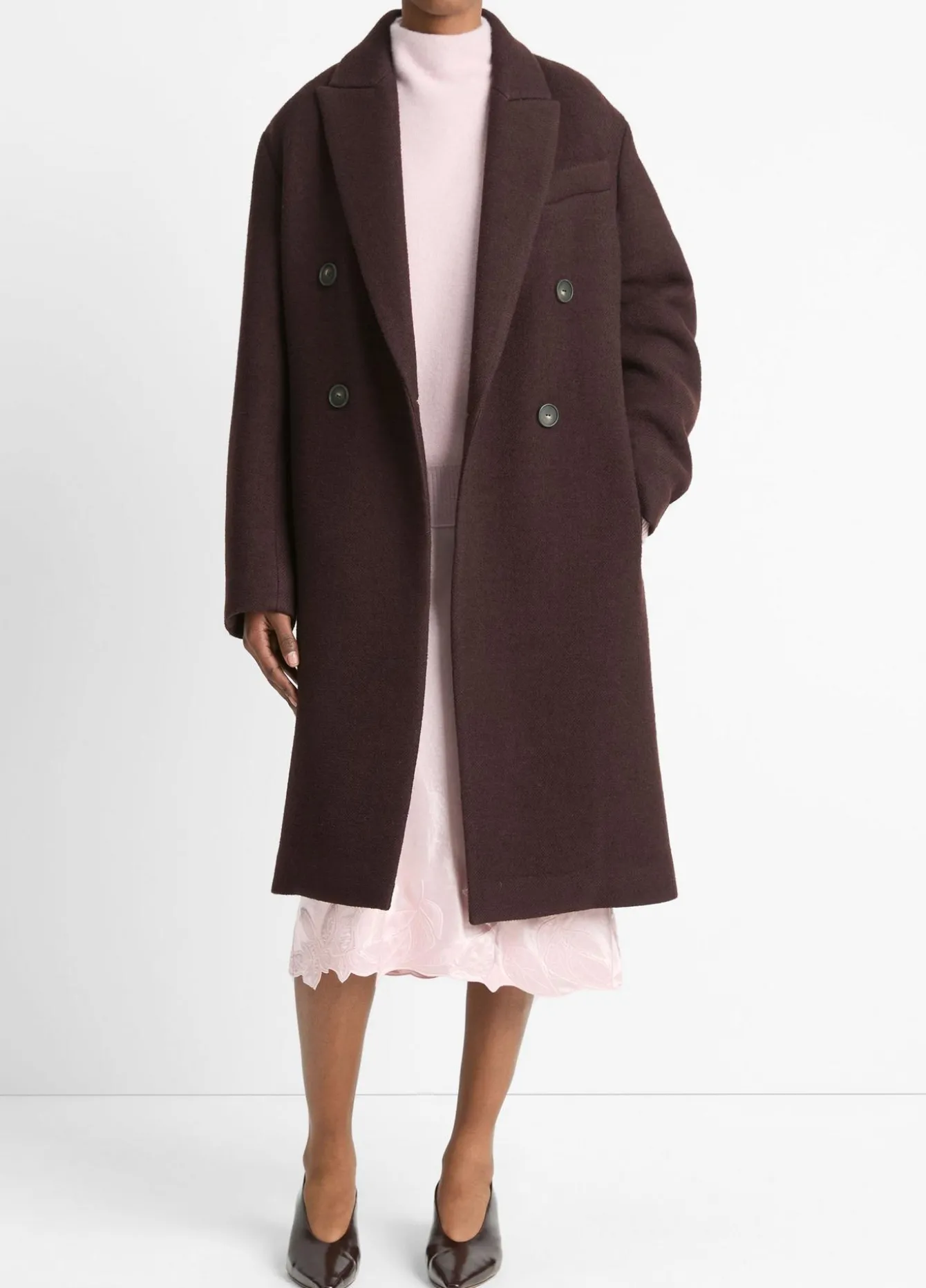 Textured Wool-Blend Double-Breasted Coat