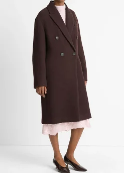 Textured Wool-Blend Double-Breasted Coat