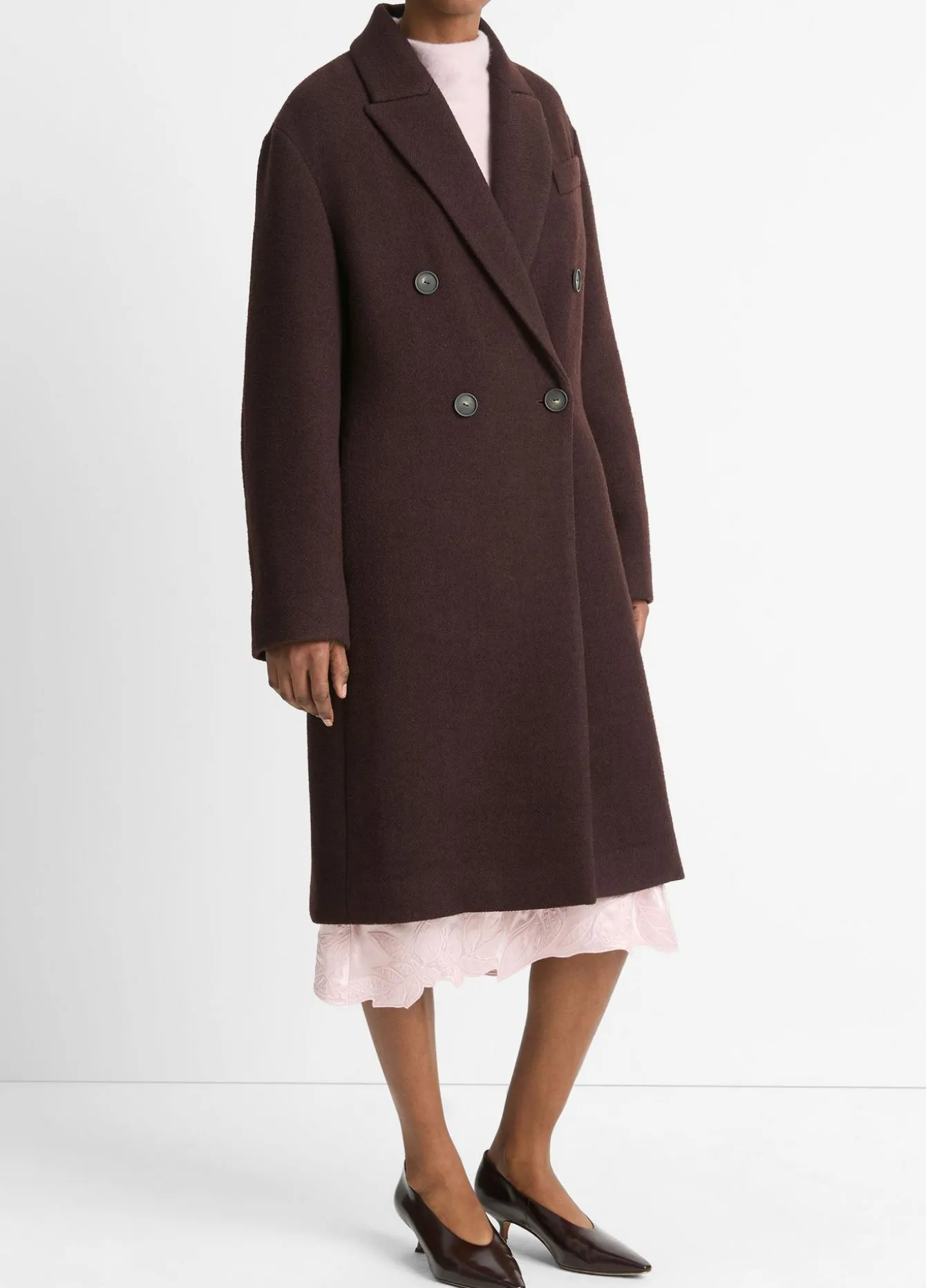 Textured Wool-Blend Double-Breasted Coat