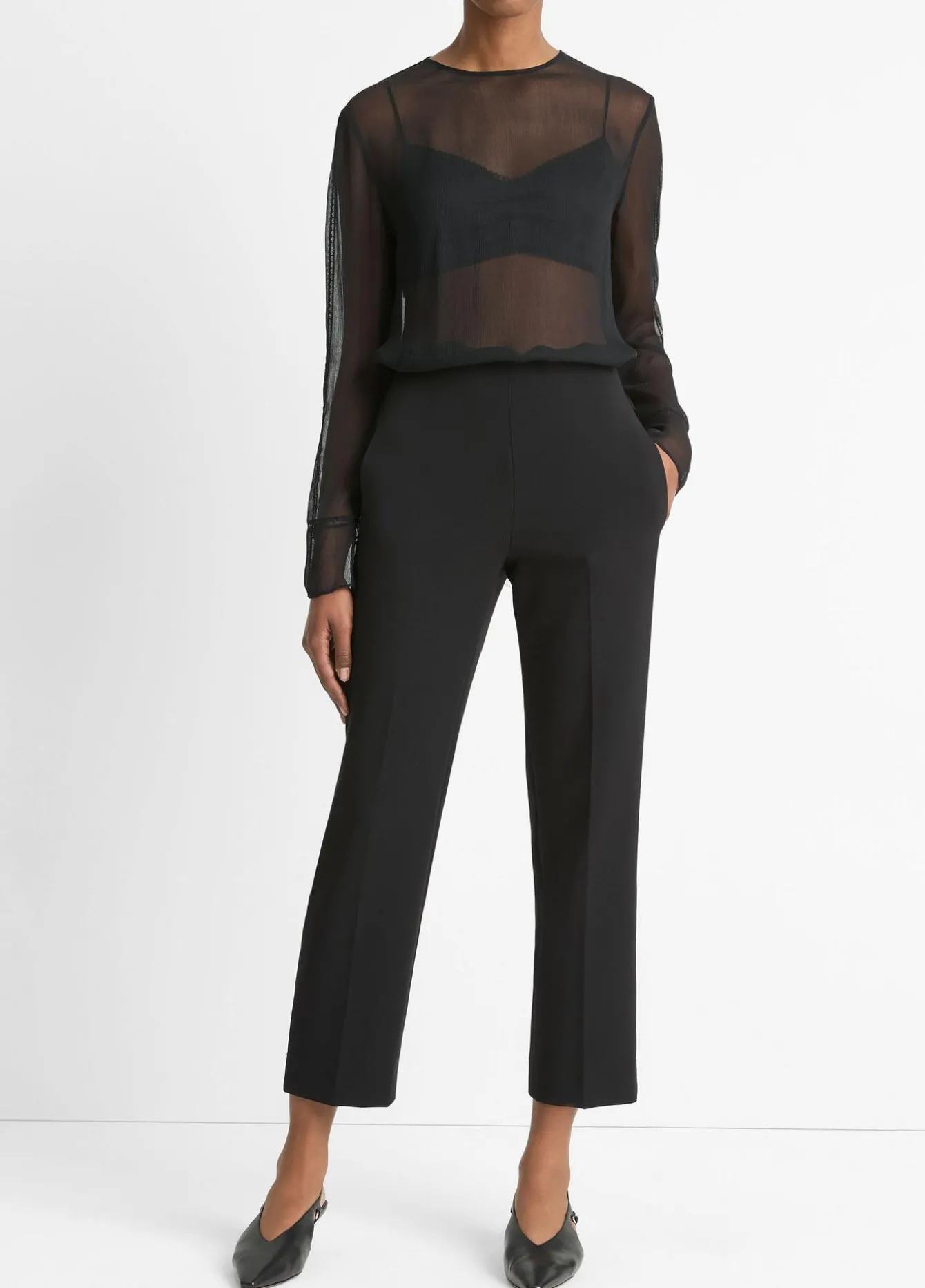 Velvet-Trim Pull-On Pant