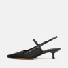 Venice Leather and Mesh Slingback Kitten Heel