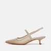 Venice Leather and Mesh Slingback Kitten Heel
