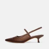 Venice Leather and Mesh Slingback Kitten Heel