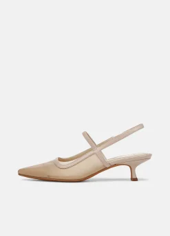 Venice Leather and Mesh Slingback Kitten Heel